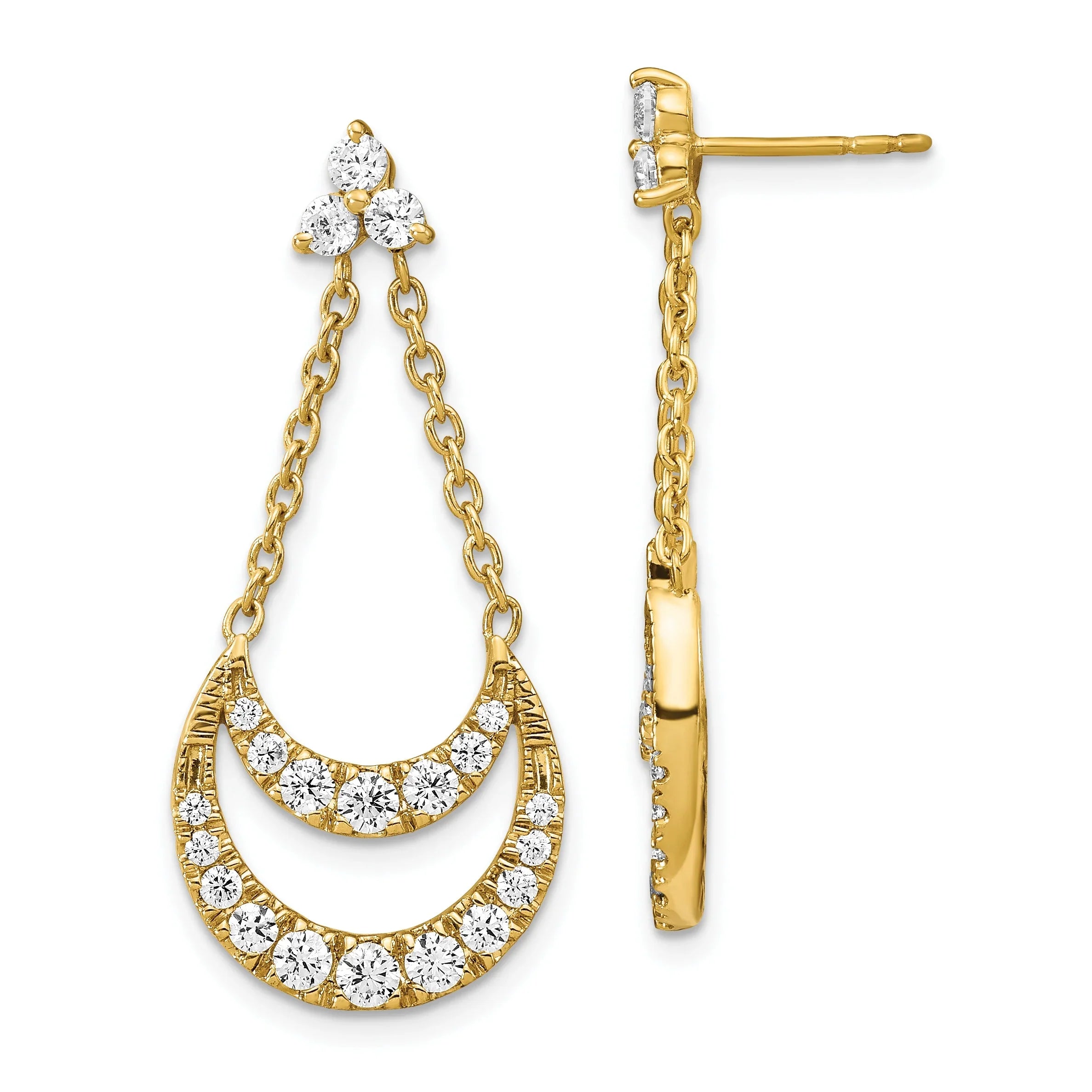 14k Yellow Gold Lab Grown Diamond Fancy Chandelier Earrings - Fine Diamond
