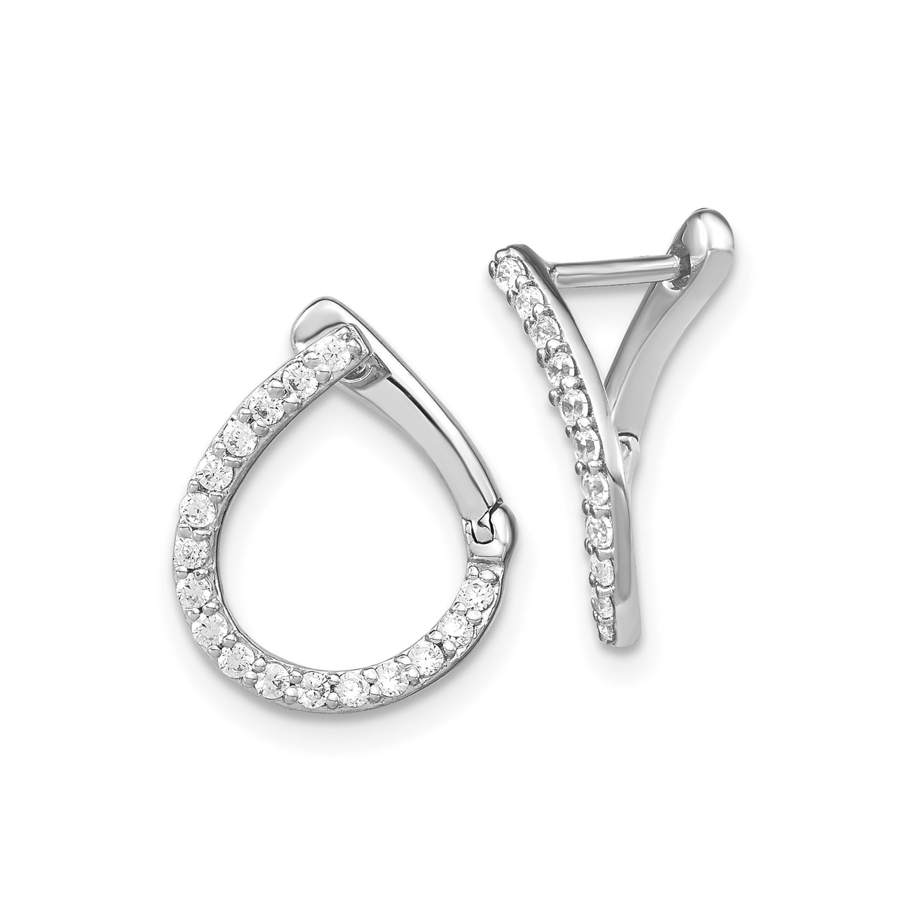 14k White Gold Lab Diamond Hinged Hoop Earrings