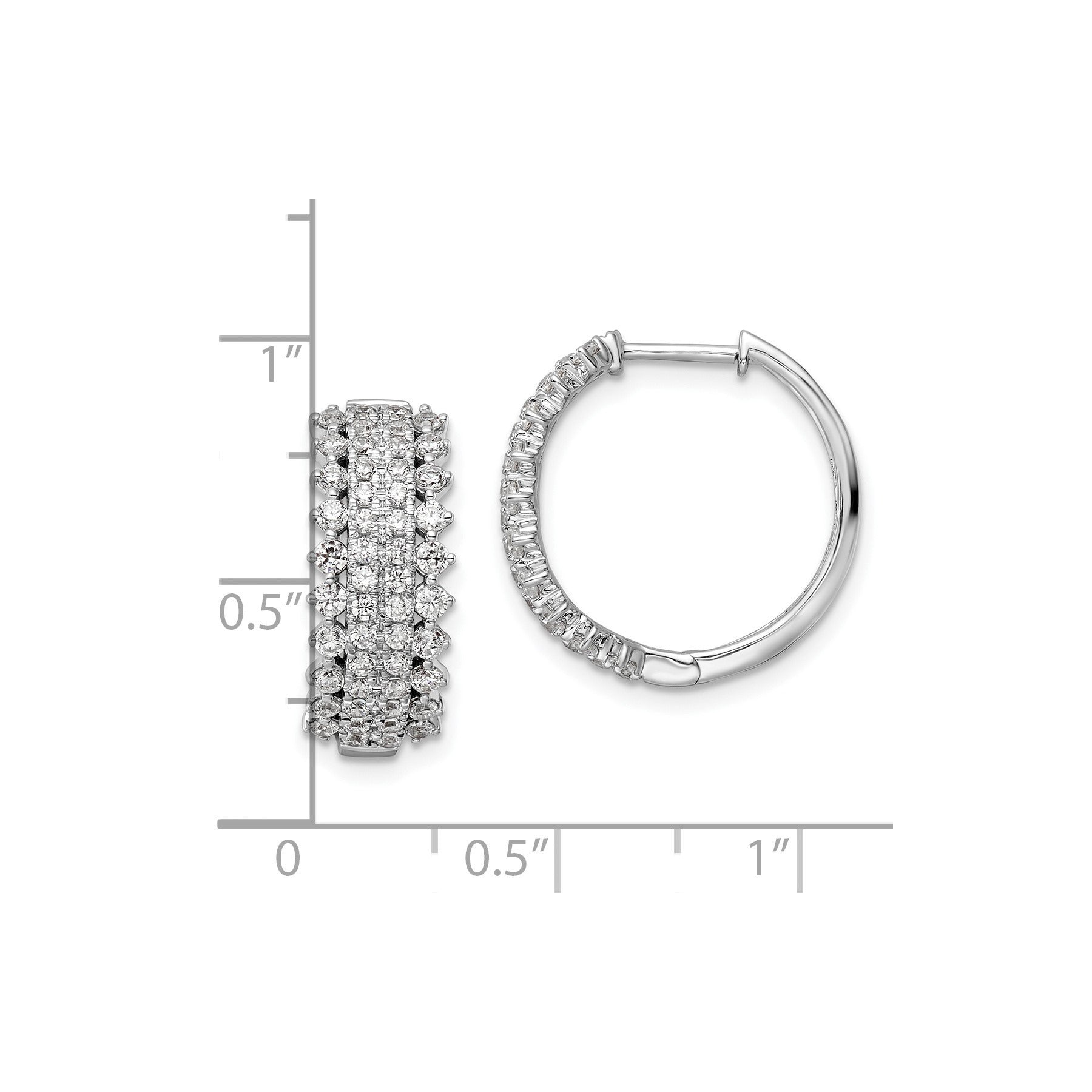 14K White Gold Lab Grown Diamond Hinged Hoop Earrings