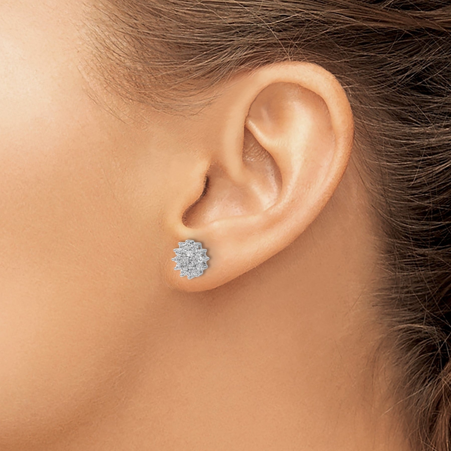 14k White/ Yellow Gold Lab Grown Diamond Stud Earrings