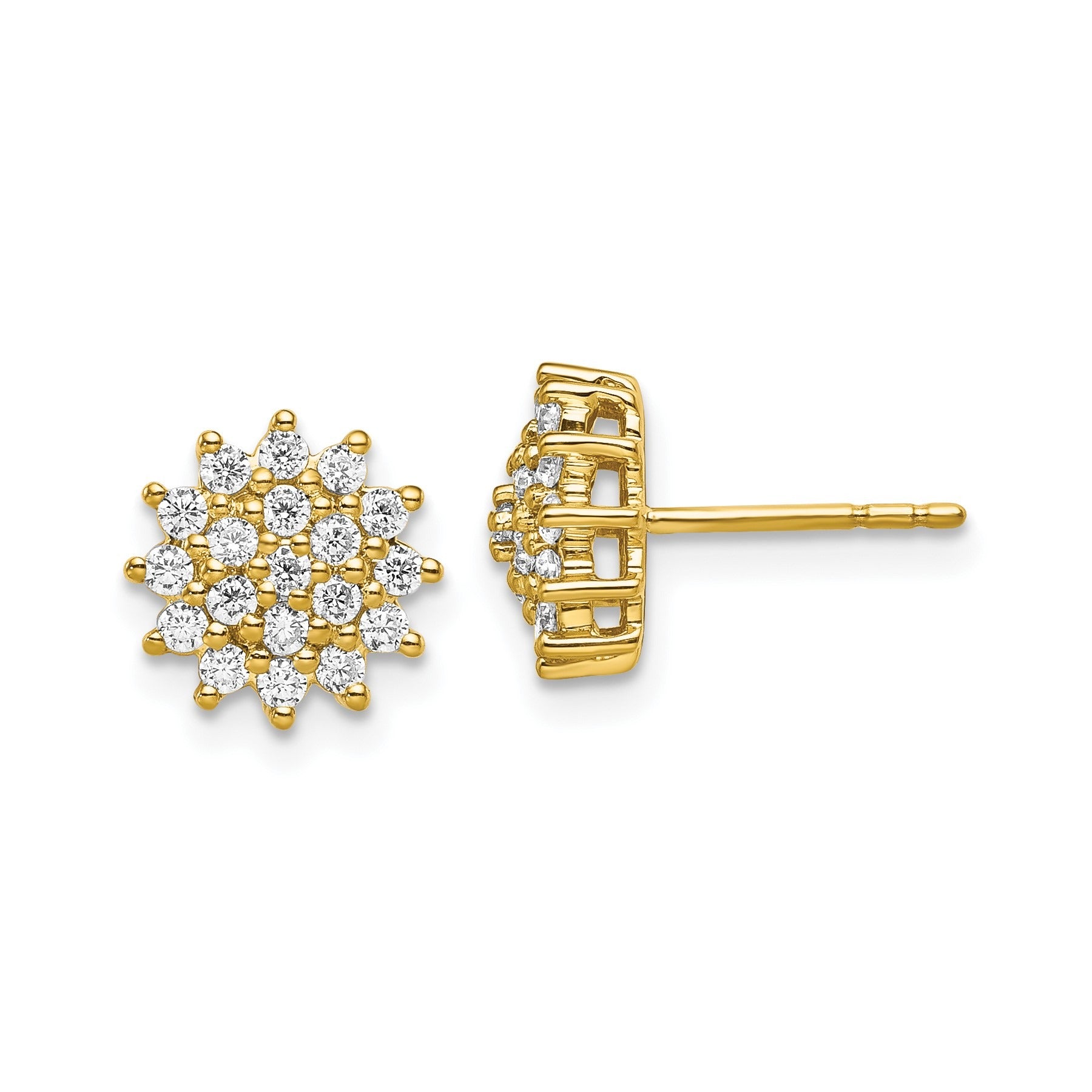 14k White/ Yellow Gold Lab Grown Diamond Stud Earrings