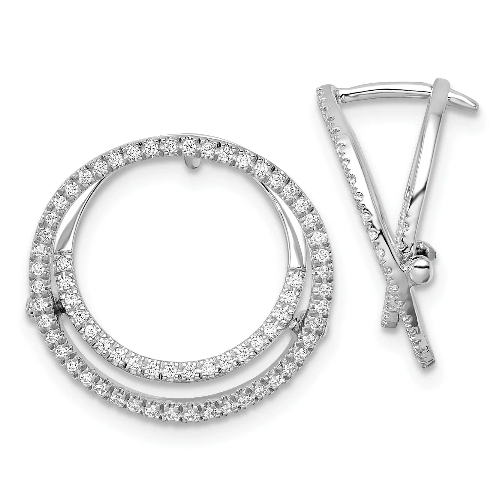 14K White Gold Lab Grown Diamond Circle Fashion Hinged Earrings - Fine Diamond