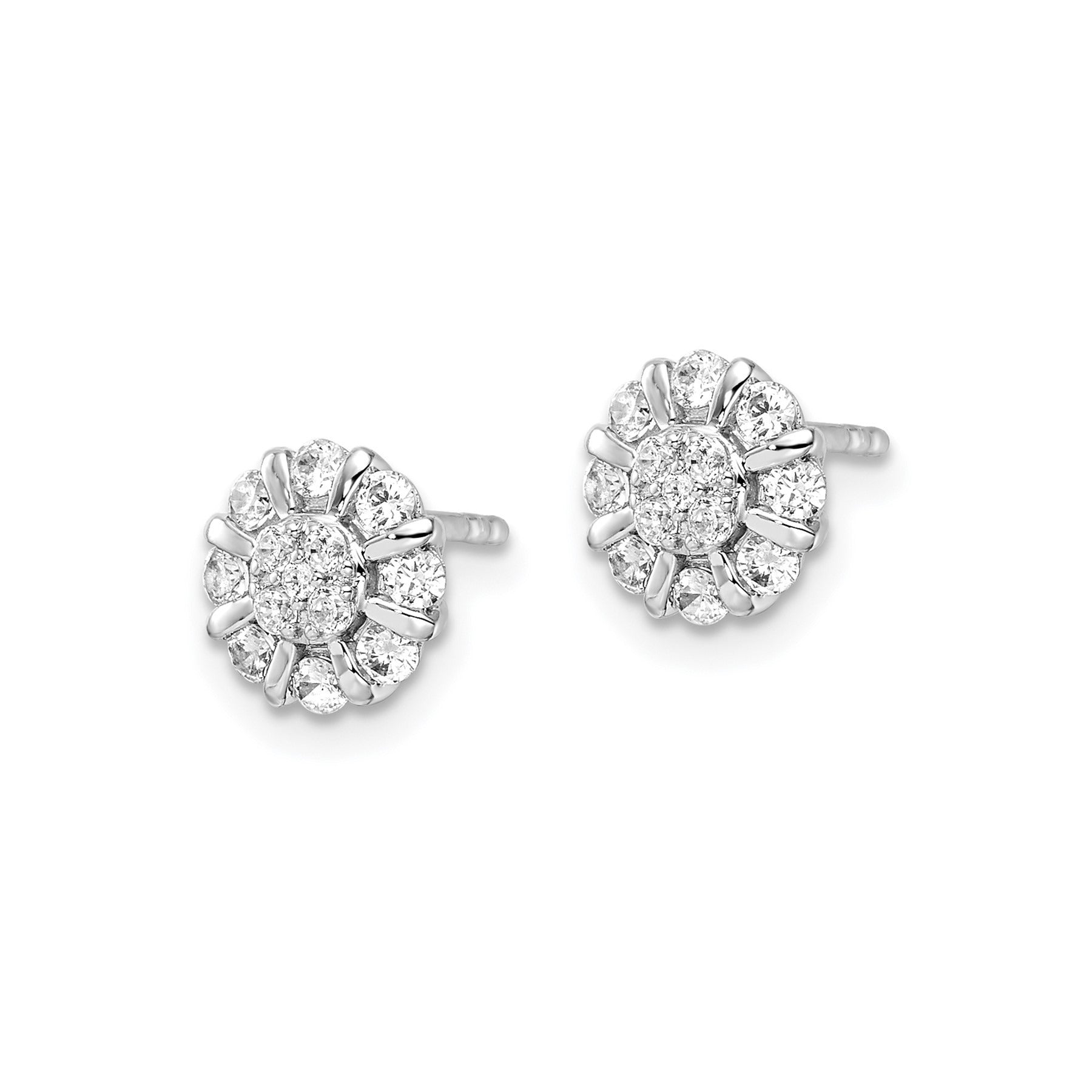 14k White Gold Lab Grown Diamond Halo Post Earrings