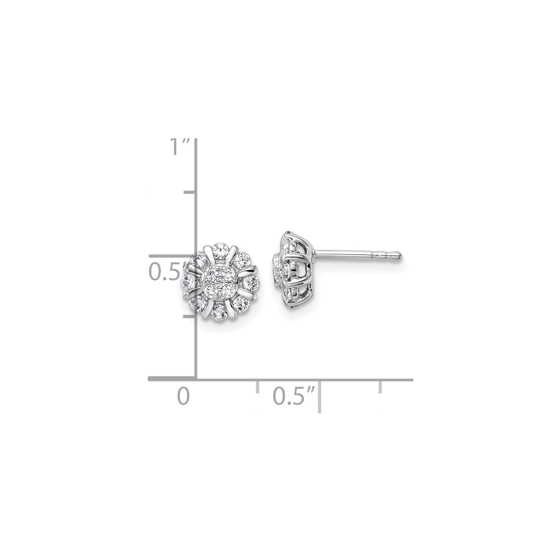 14k White Gold Lab Grown Diamond Halo Post Stud Earrings 0.5 Ct