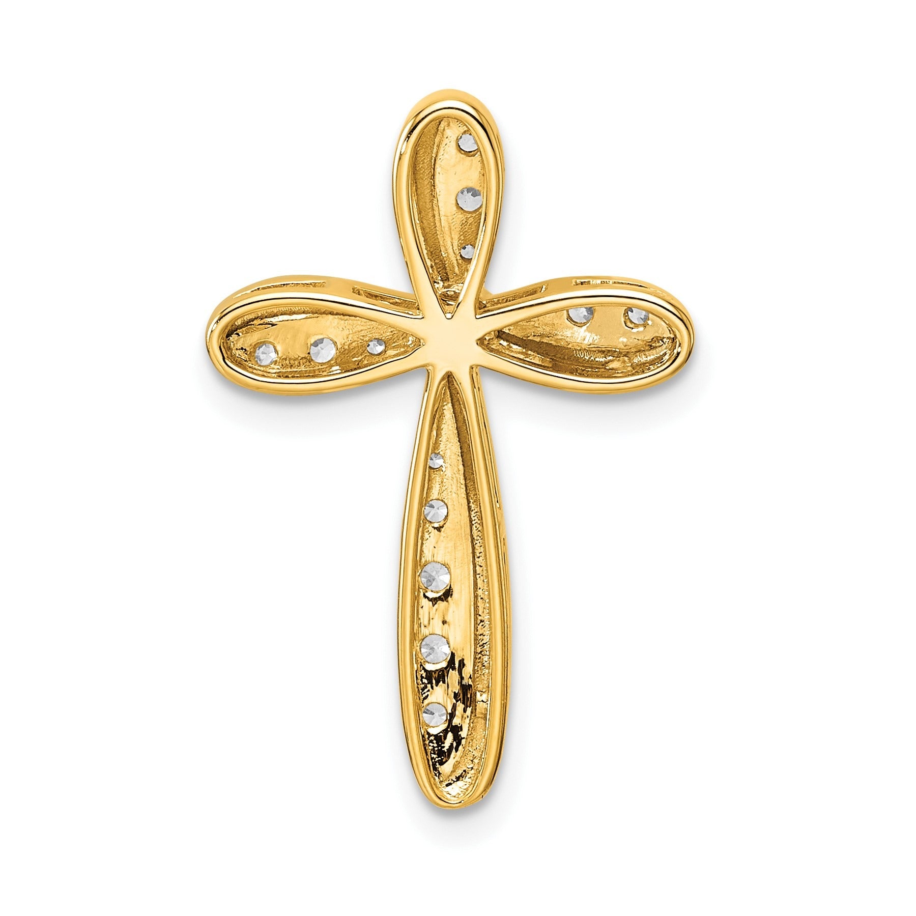 14k Yellow Gold 3/8 carat Lab Grown Diamond Cross Chain Slide Pendant