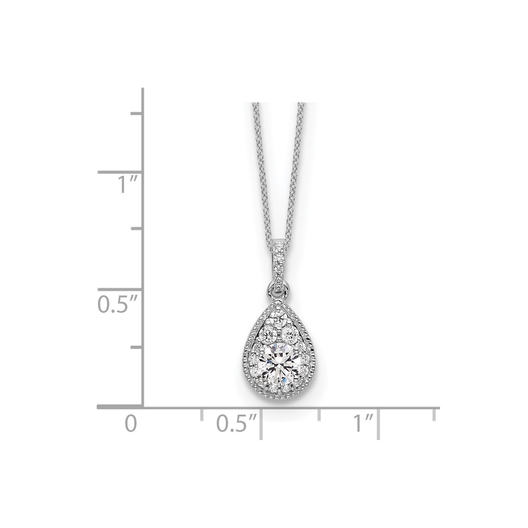 Lab Grown Diamond Teardrop Pendant Necklace Gold 1/2 ctw