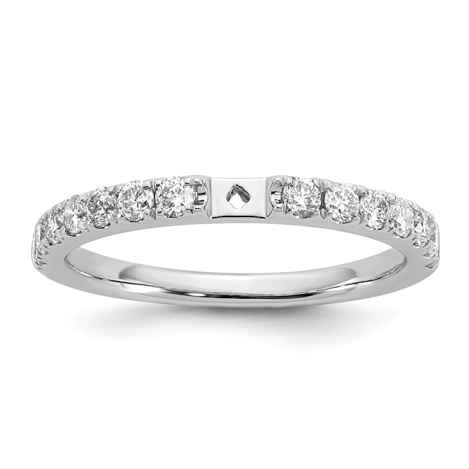 14K White Gold Lab Diamond Solitaire Pave Ring