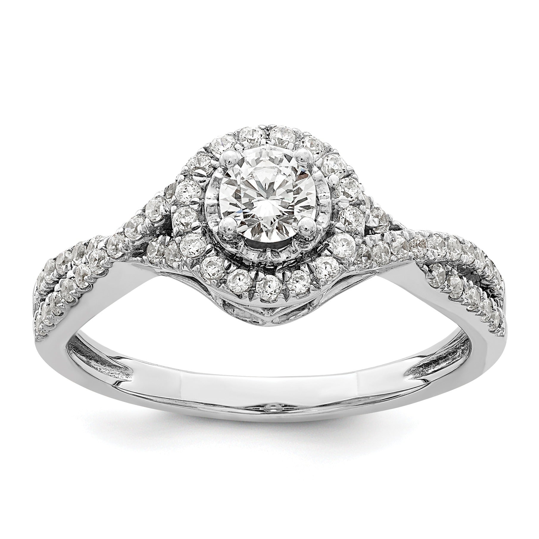 Lab Grown Diamond Round Criss Cross Halo Ring