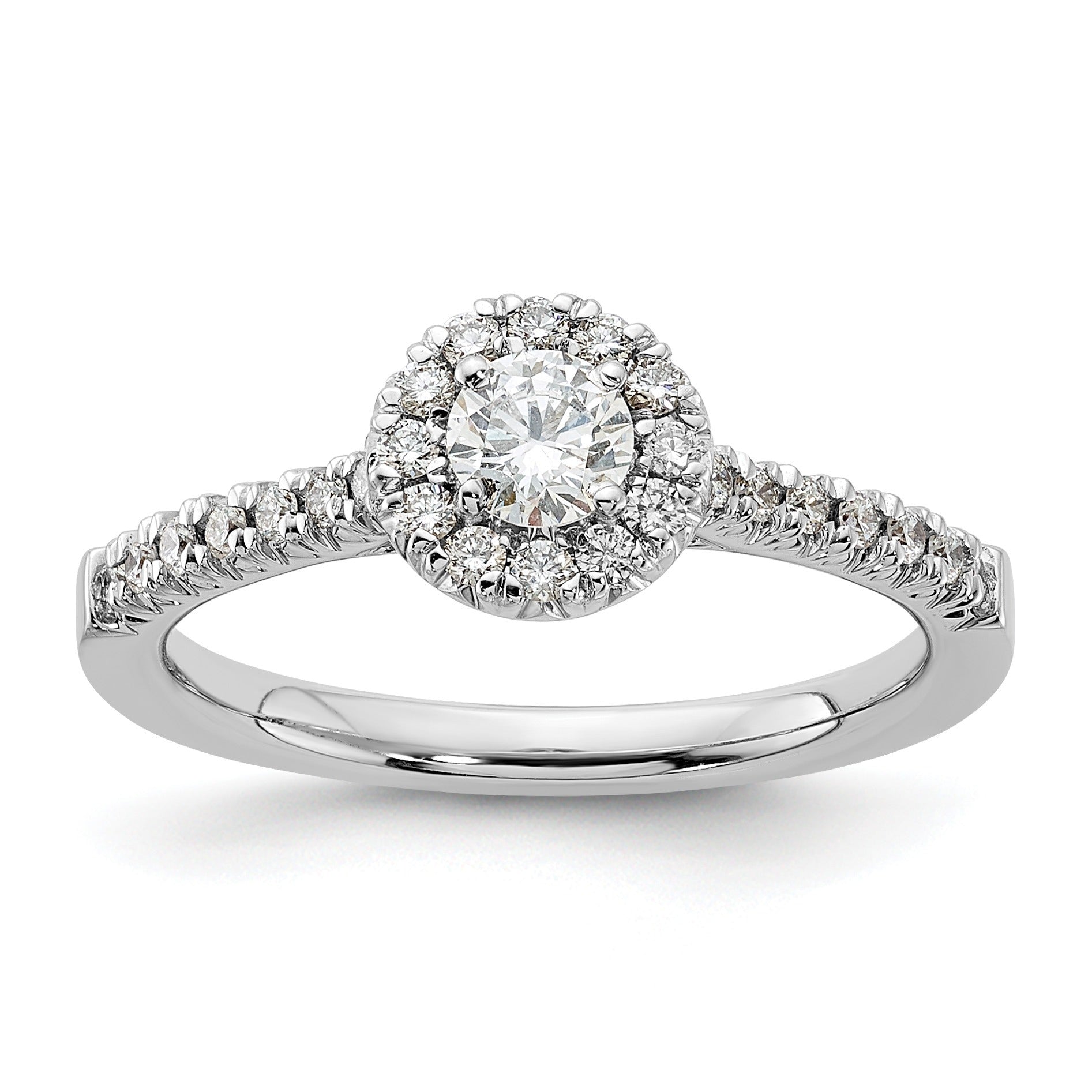 14k Lab Grown Diamond Round Halo Semi Mount Engagement Ring 0.25 ct