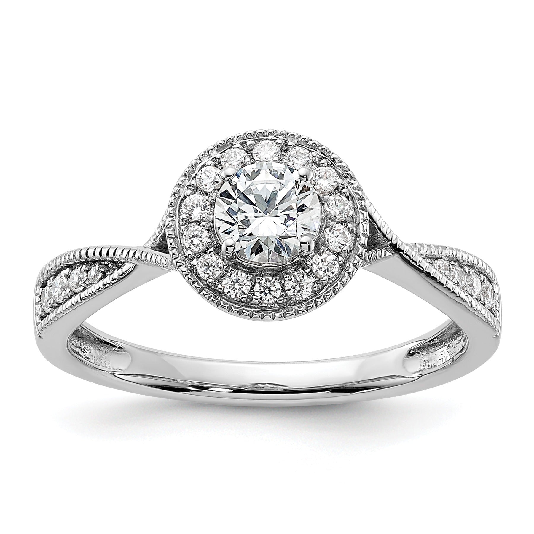 White Gold Lab Grown Diamond Round Halo Engagement Ring