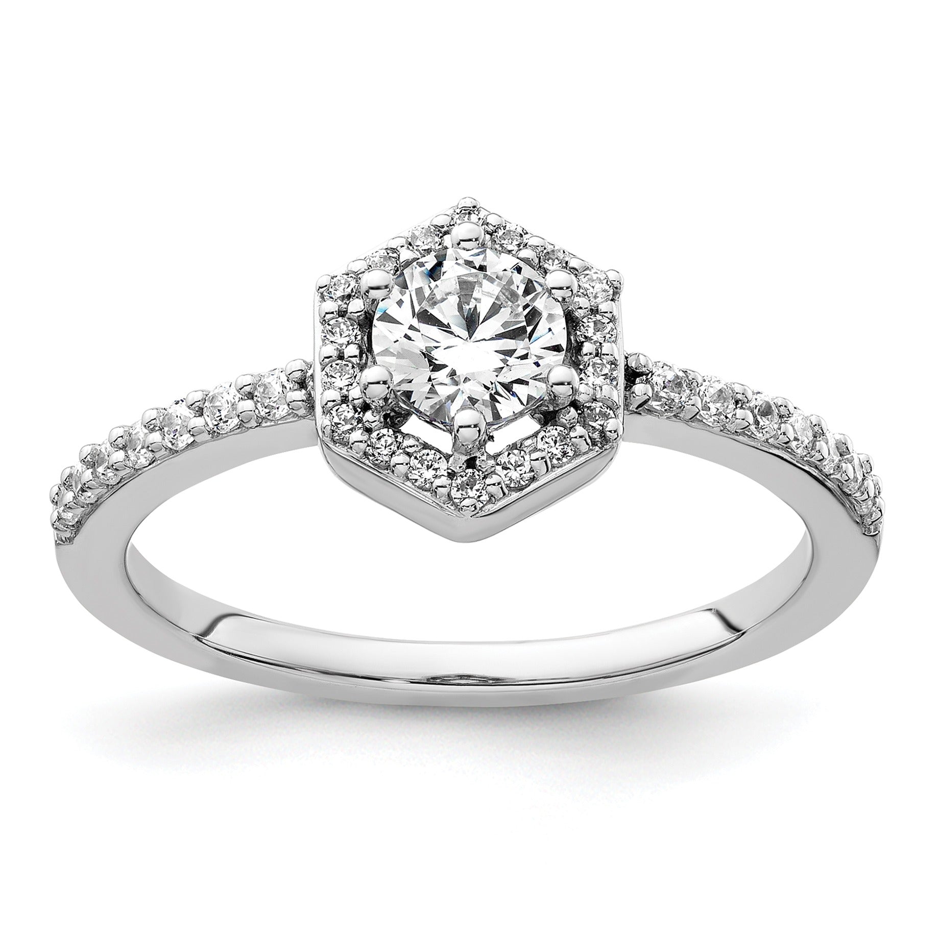 0.62 Carat Lab Grown Diamond Halo Ring 14K White Gold