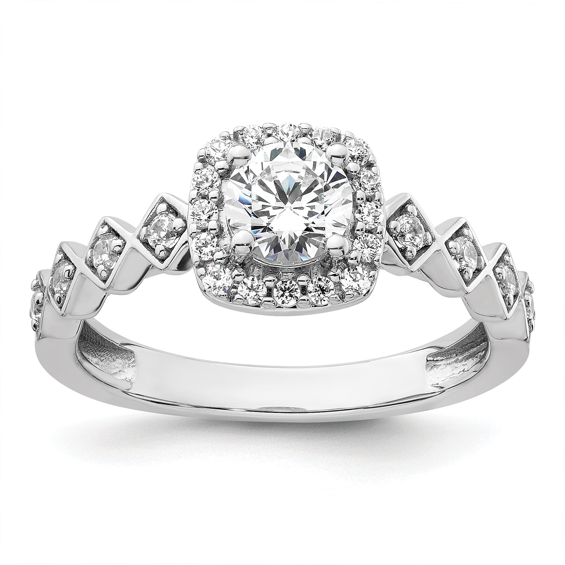 14k White Gold Lab Grown Diamond Halo Engagement Ring