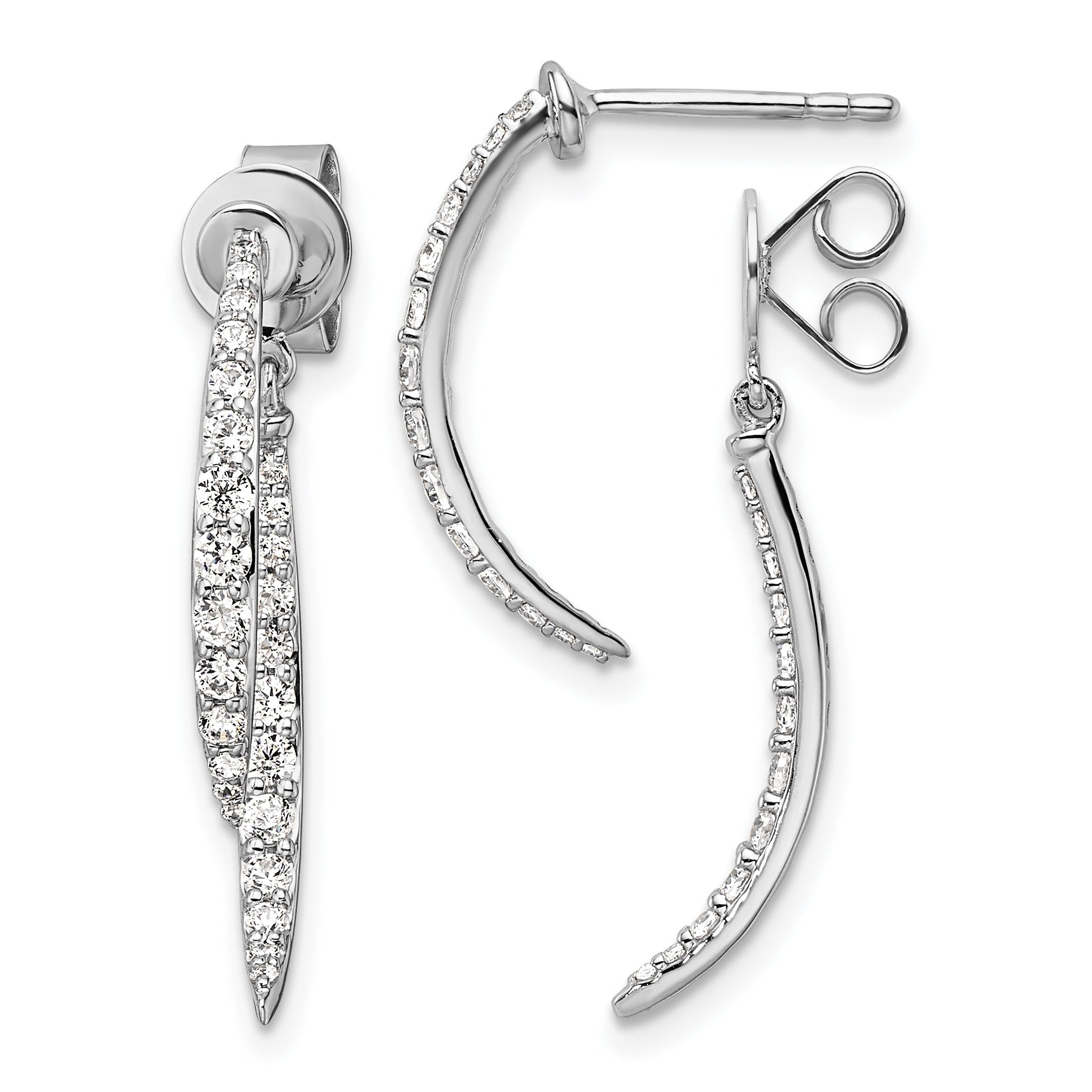 14k White Gold Lab Grown Diamond Dangle Post Earrings