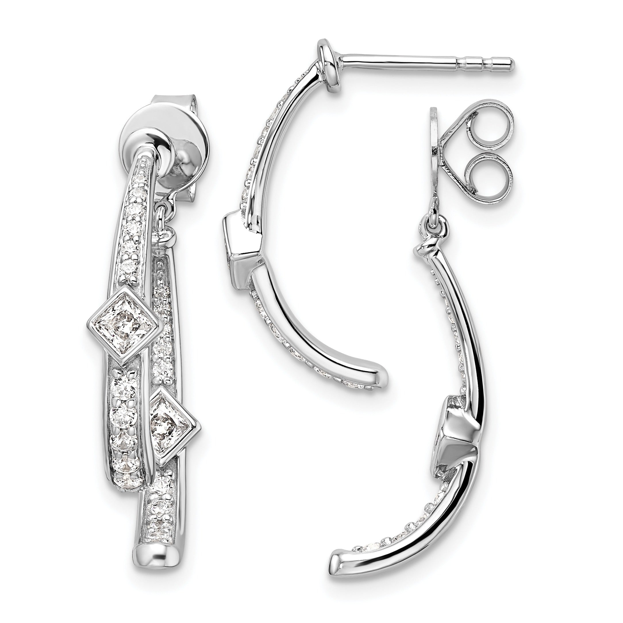 14k White Gold Lab Grown Diamond Dangle Post Earrings