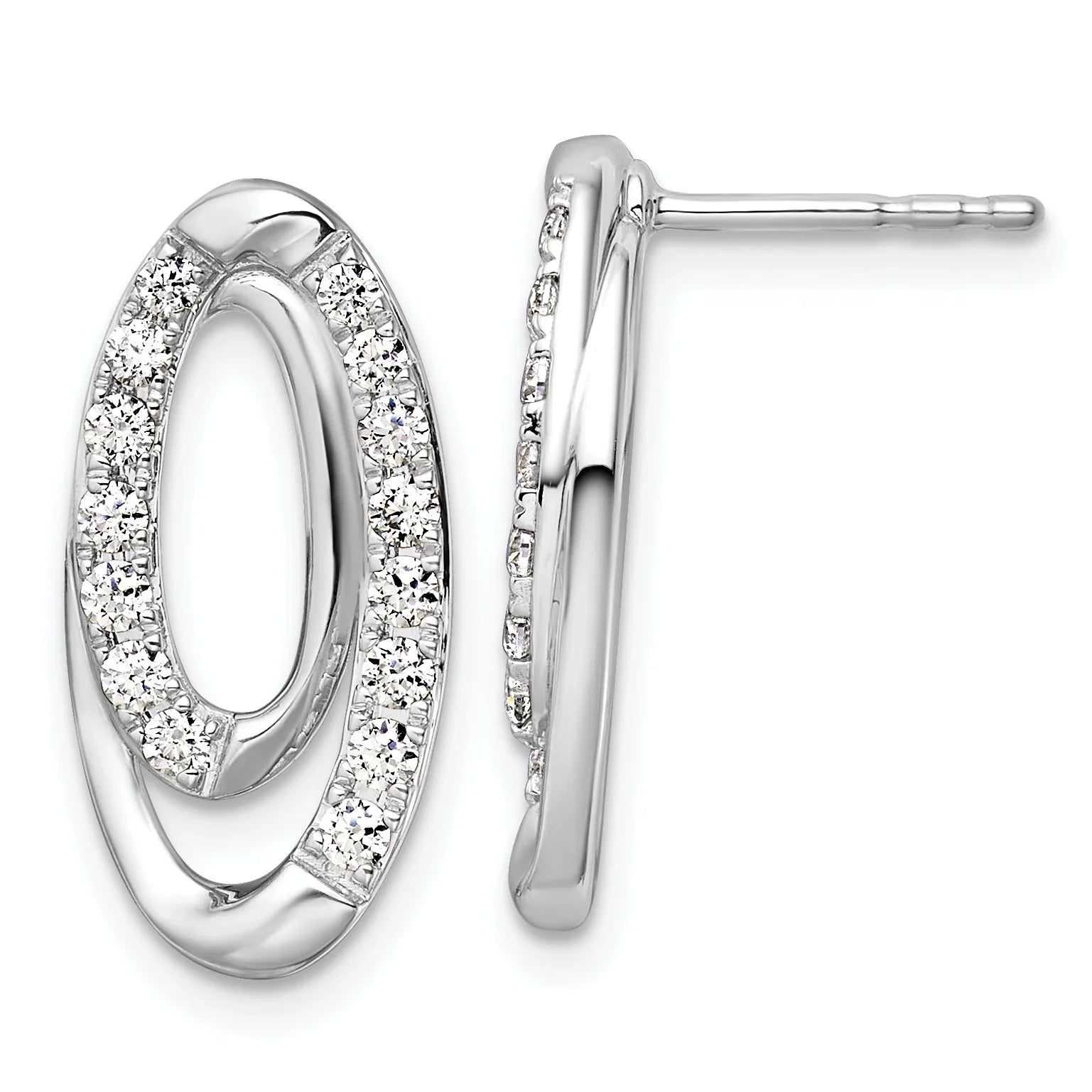 14k White Gold Lab Grown Diamond Oval Earrings - Fine Diamond