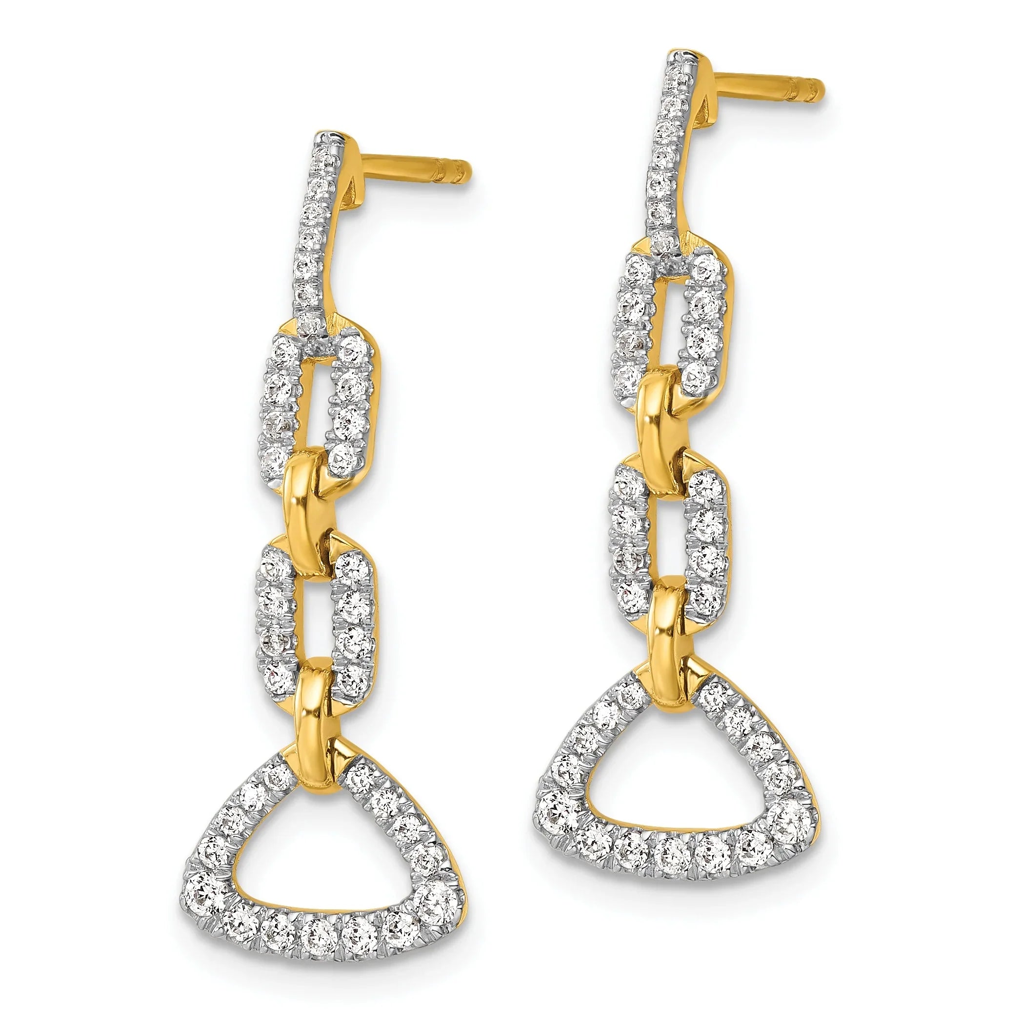 14K Yellow Gold Lab Grown Diamond Fancy Dangle Earrings - Fine Diamond