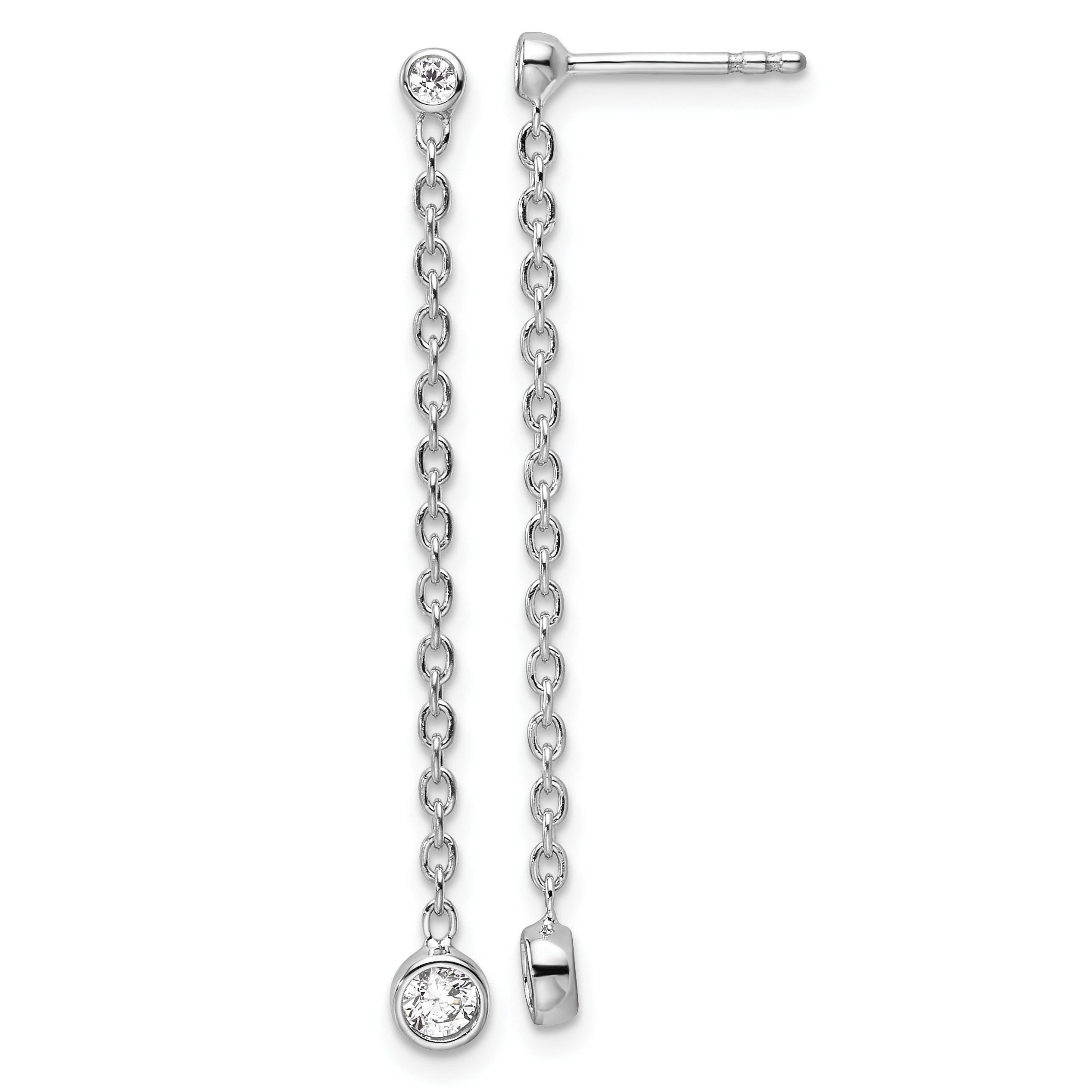 14k White Gold Lab Grown Diamond Dangle Hanging Earrings
