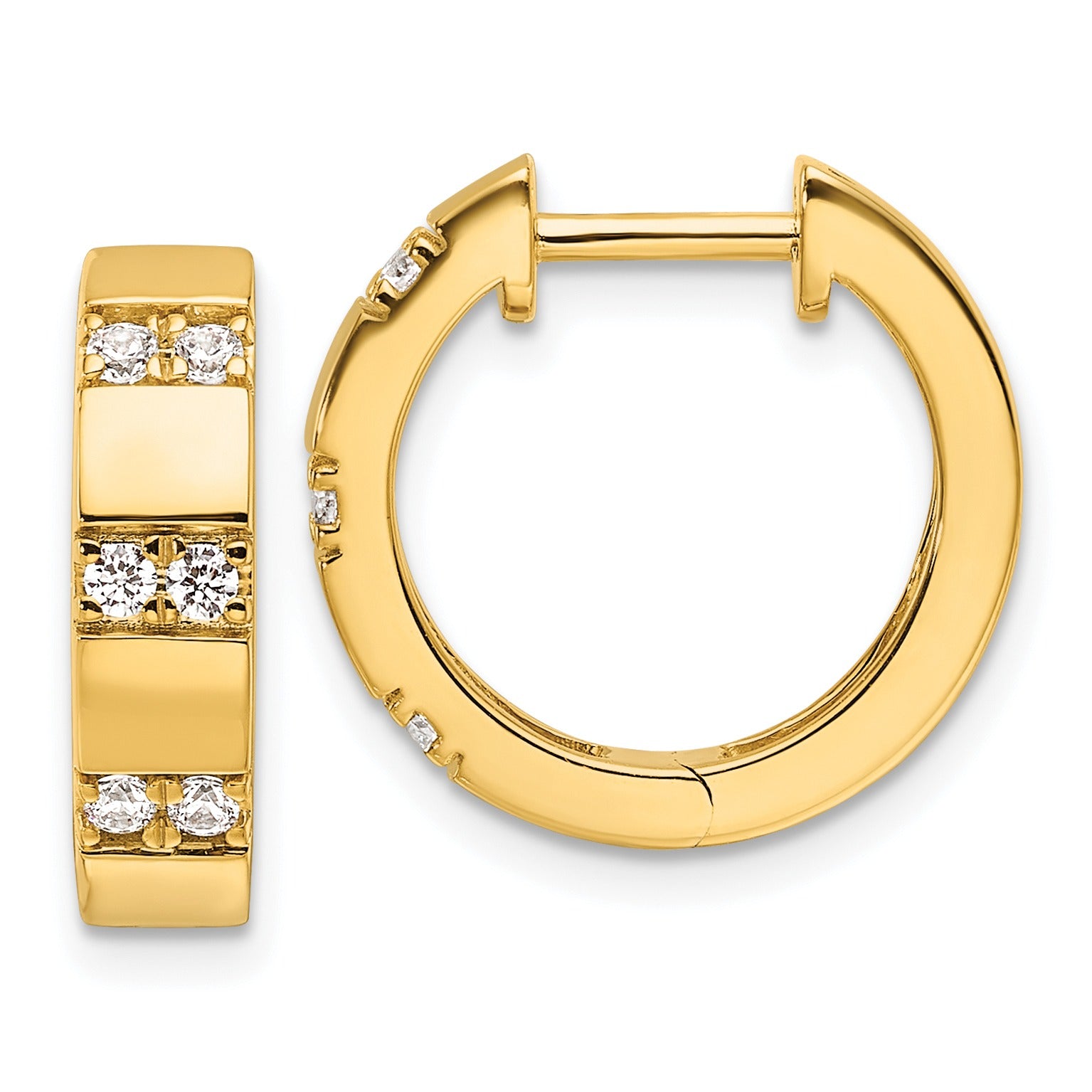 14k Yellow Gold Lab Grown Diamond Hinged Hoop Earring