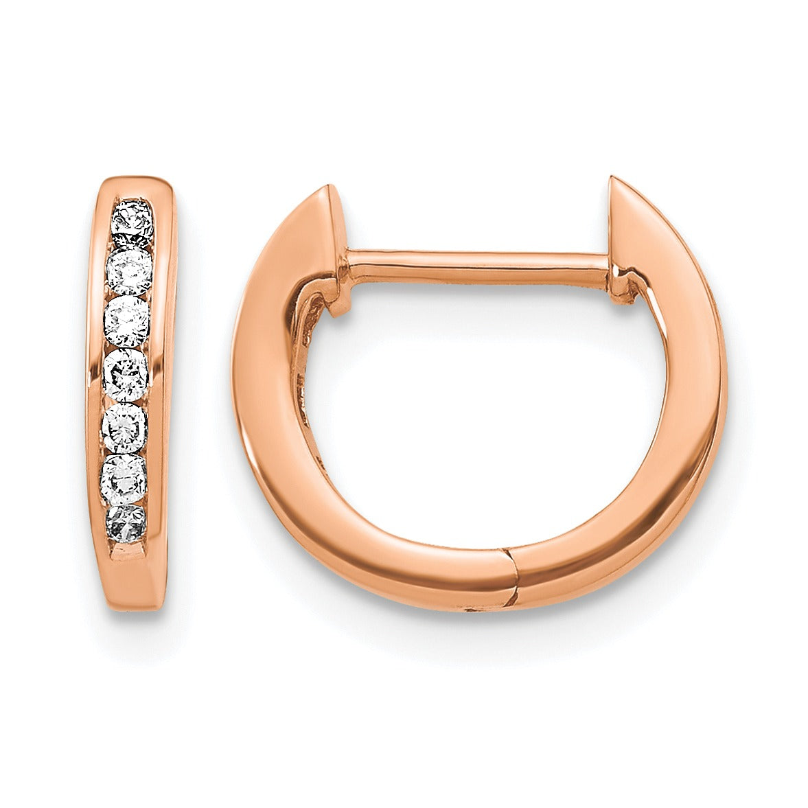 14K Gold Lab Grown Round Diamond Hinged Hoop Earrings