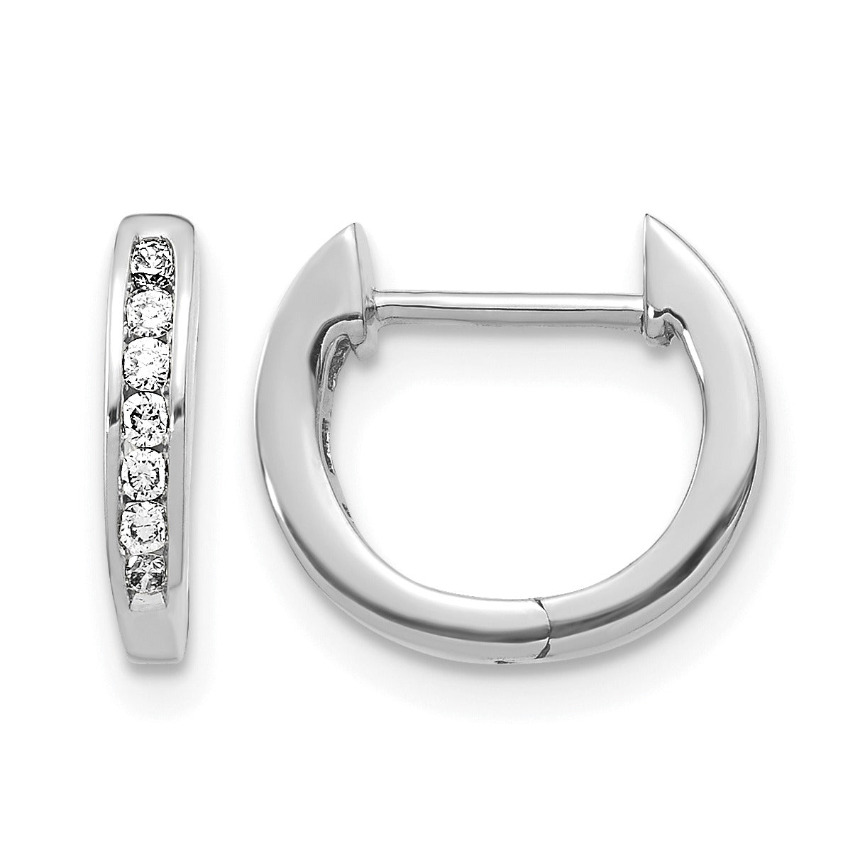 14K Gold Lab Grown Round Diamond Hinged Hoop Earrings