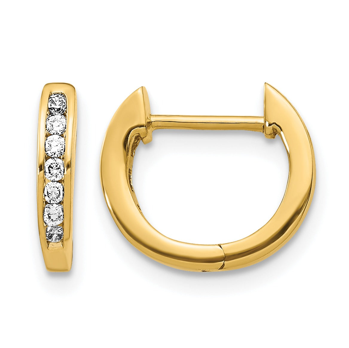 14K Gold Lab Grown Round Diamond Hinged Hoop Earrings
