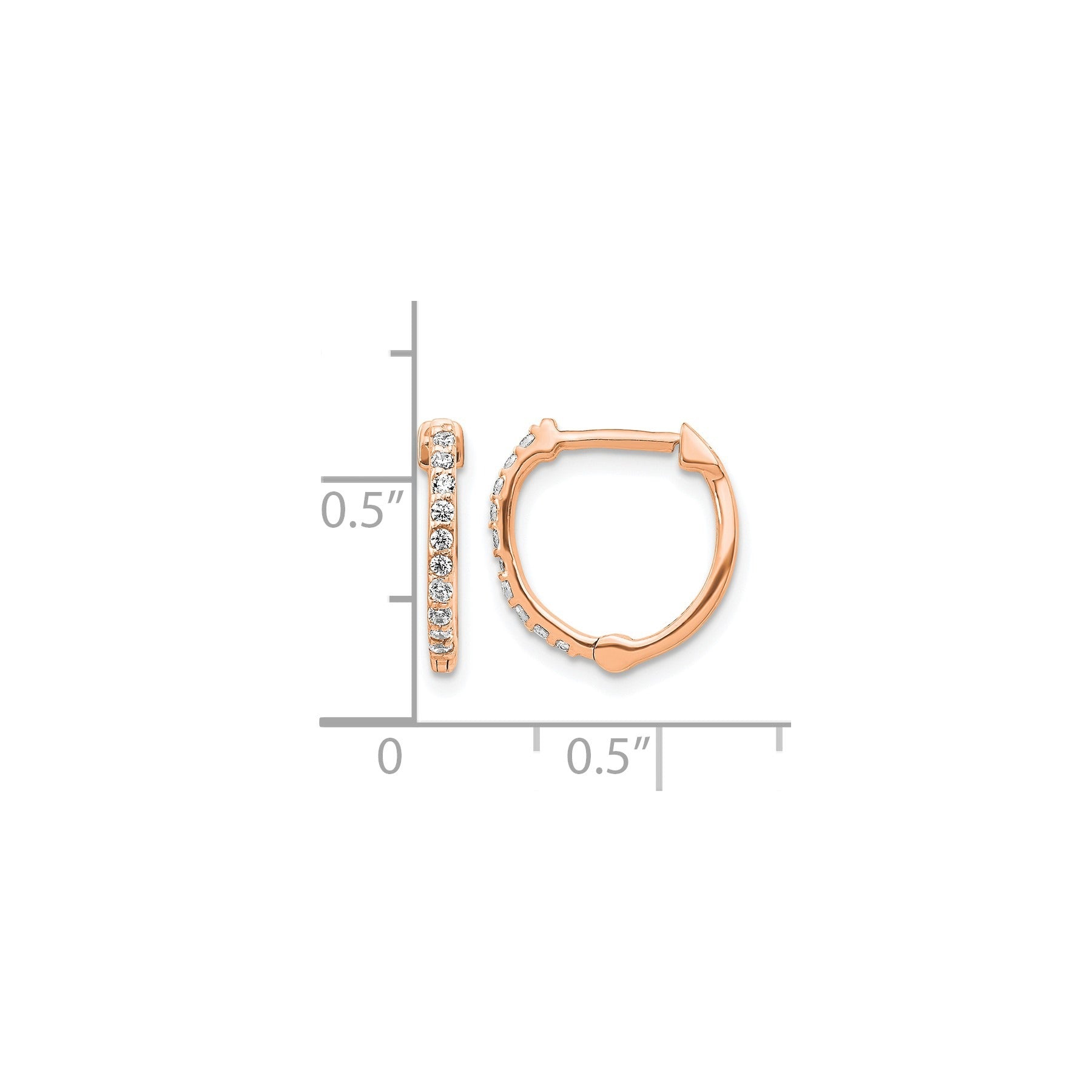 14k Gold Lab Grown Diamond Hinged Hoop Earrings 0.2 Ct