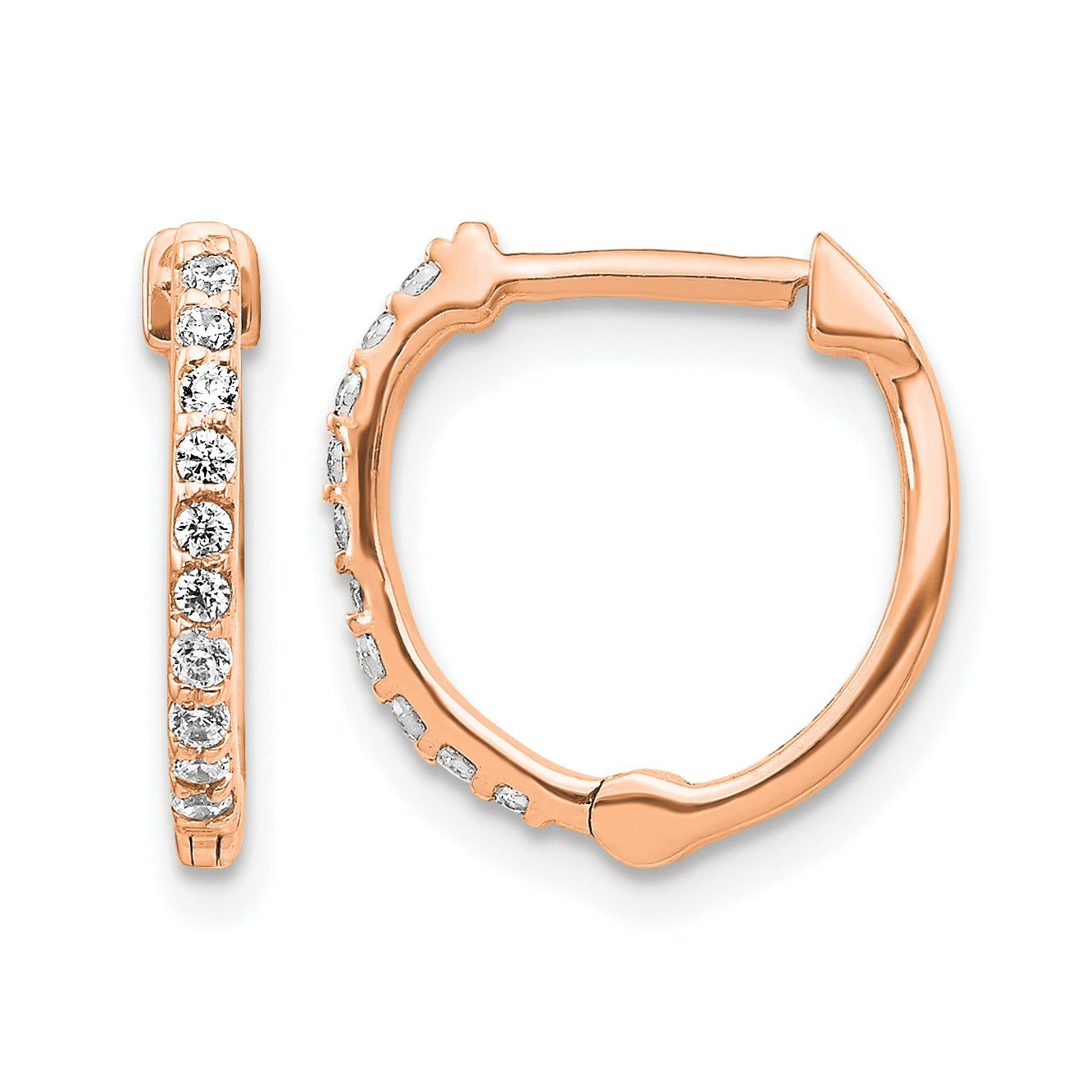 14k Gold Lab Grown Diamond Hinged Hoop Earrings