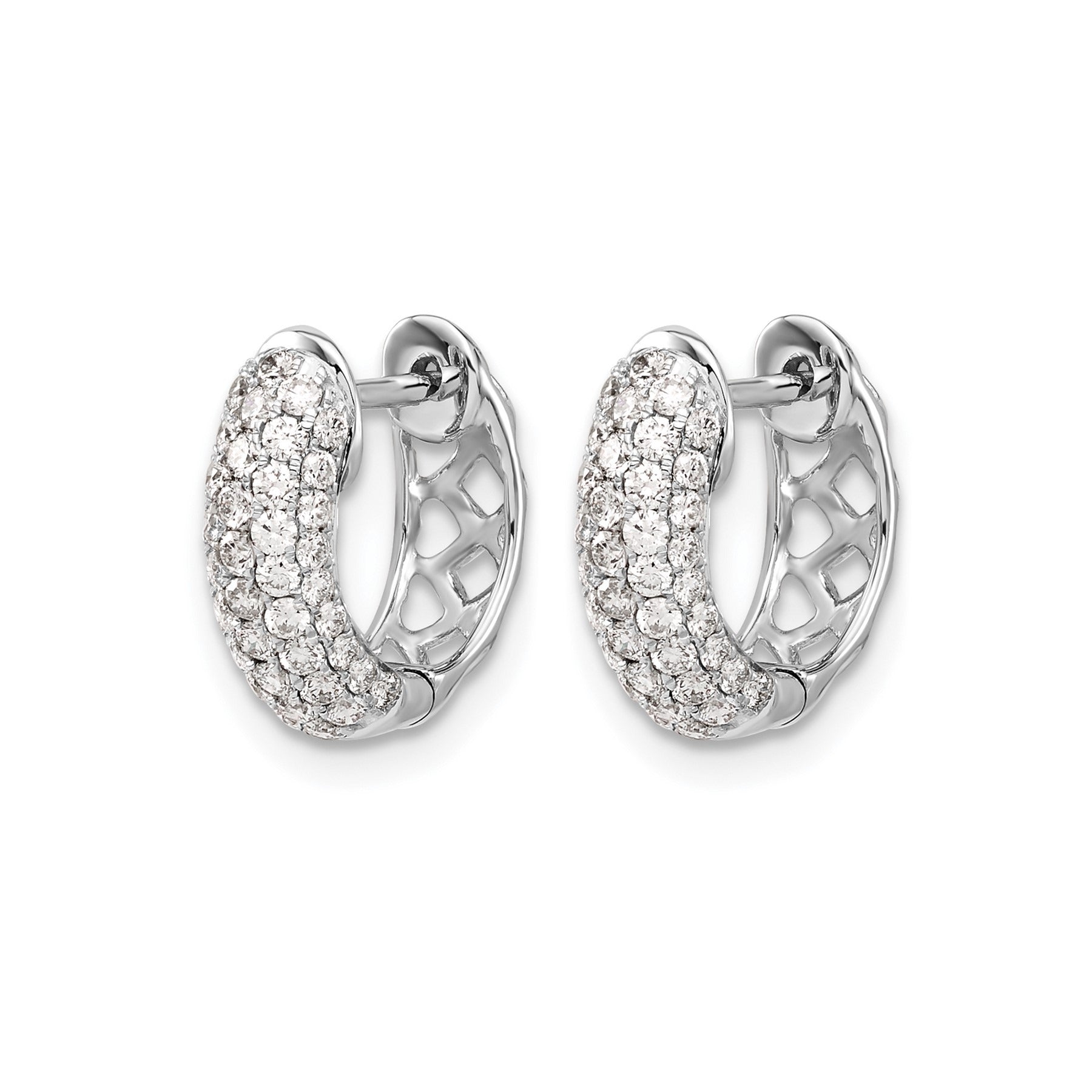 Lab Grown Diamond Hinged Hoop Cluster Earrings 14k White Gold