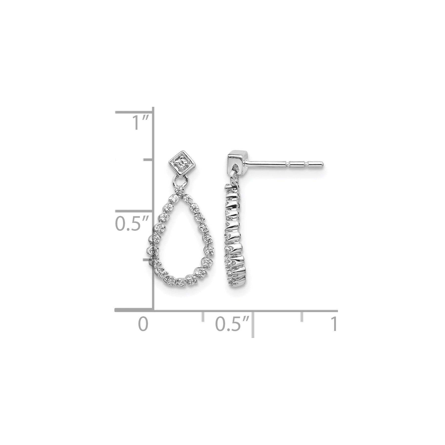 14k White Gold Lab Diamond Dangle Teardrop Post Earrings