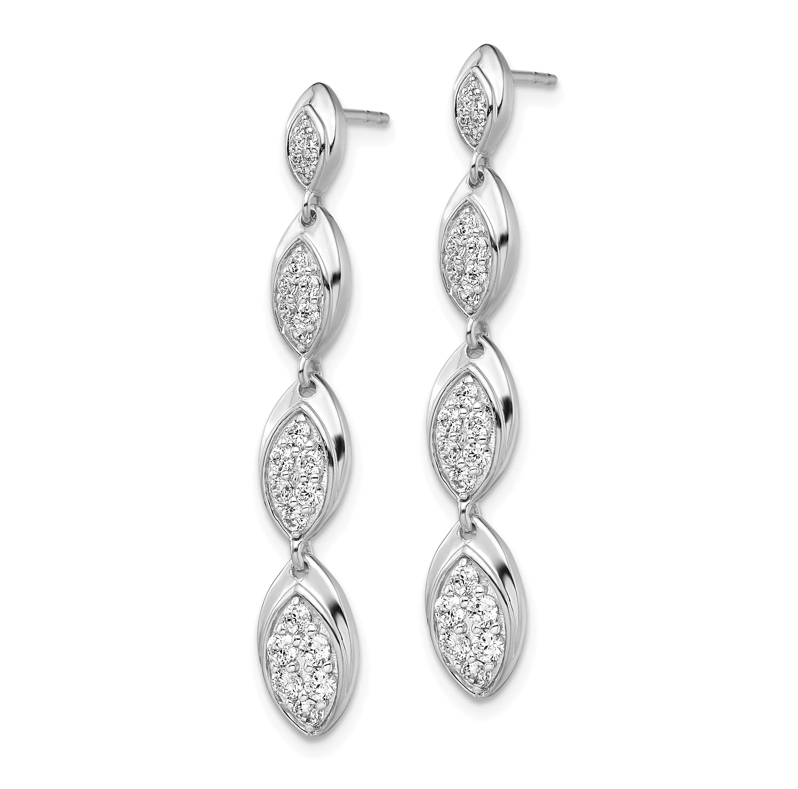 14k White GoldLab Grown Diamond Pave Drop Dangle Earrings - Fine Diamond