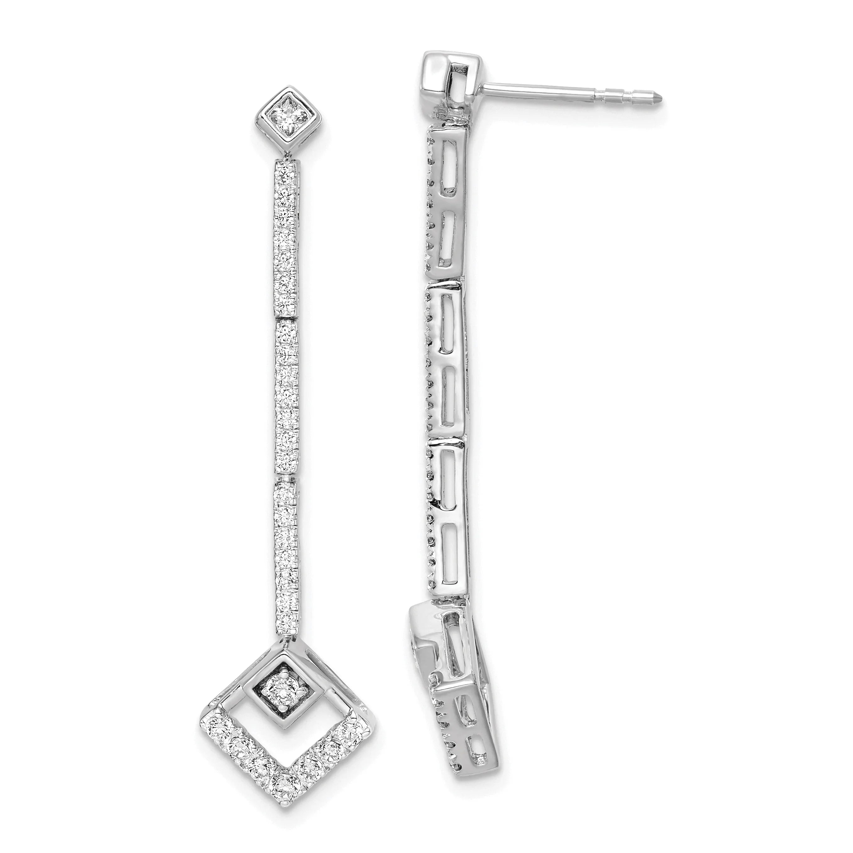 14k 1/2 carat Lab Grown Diamond Dangle Post Earrings - Fine Diamond