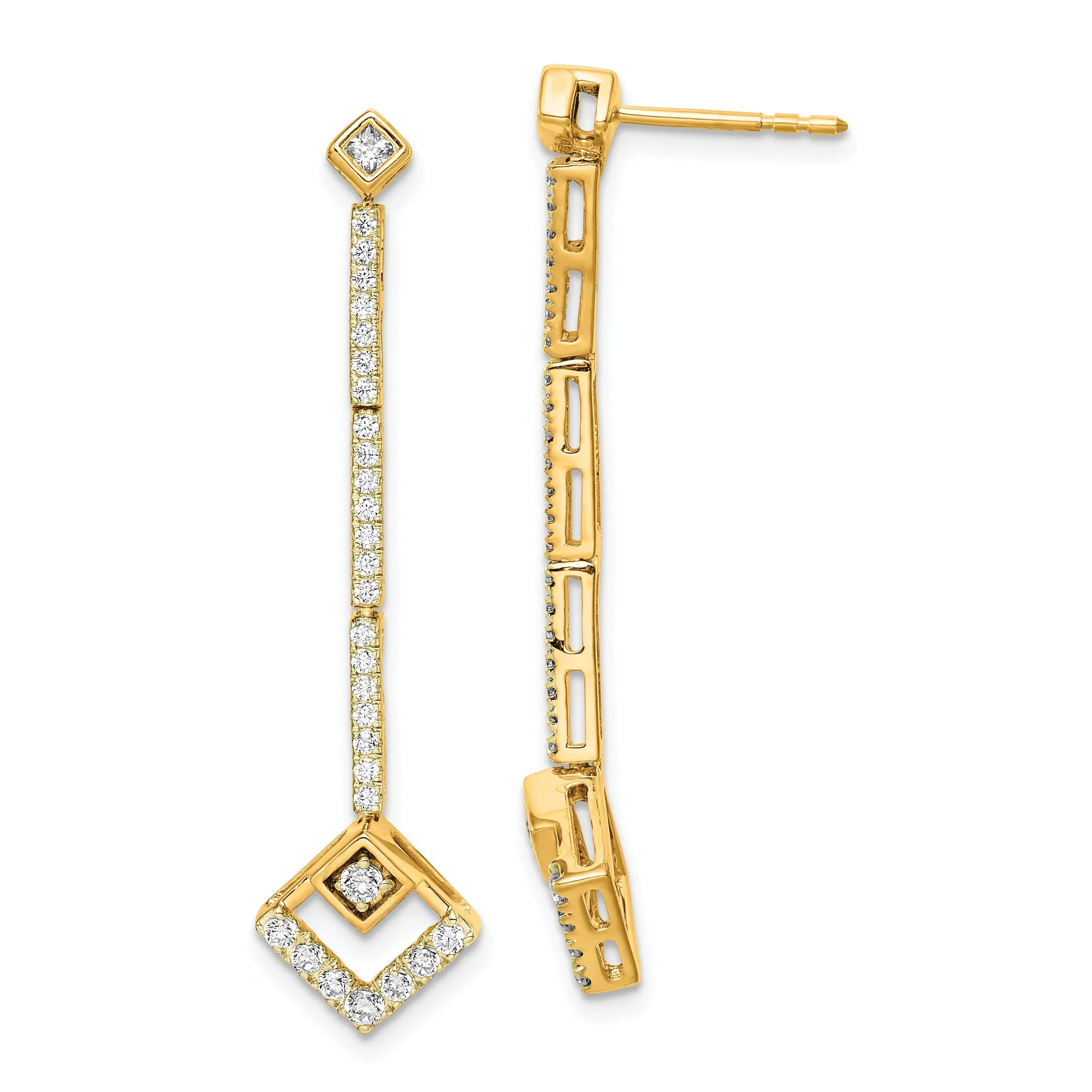 14k 1/2 carat Lab Grown Diamond Dangle Post Earrings - Fine Diamond
