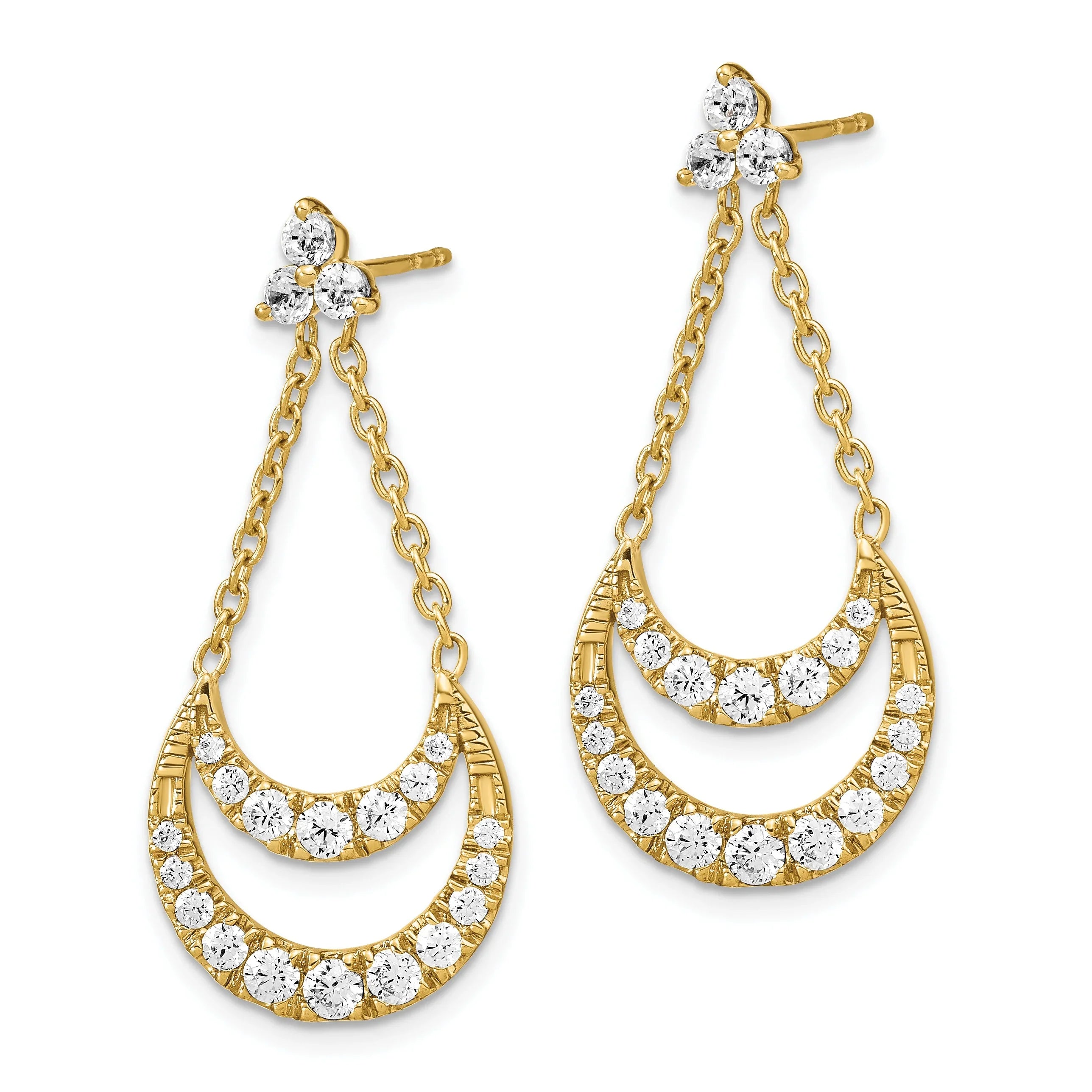 14k Yellow Gold Lab Grown Diamond Fancy Chandelier Earrings - Fine Diamond