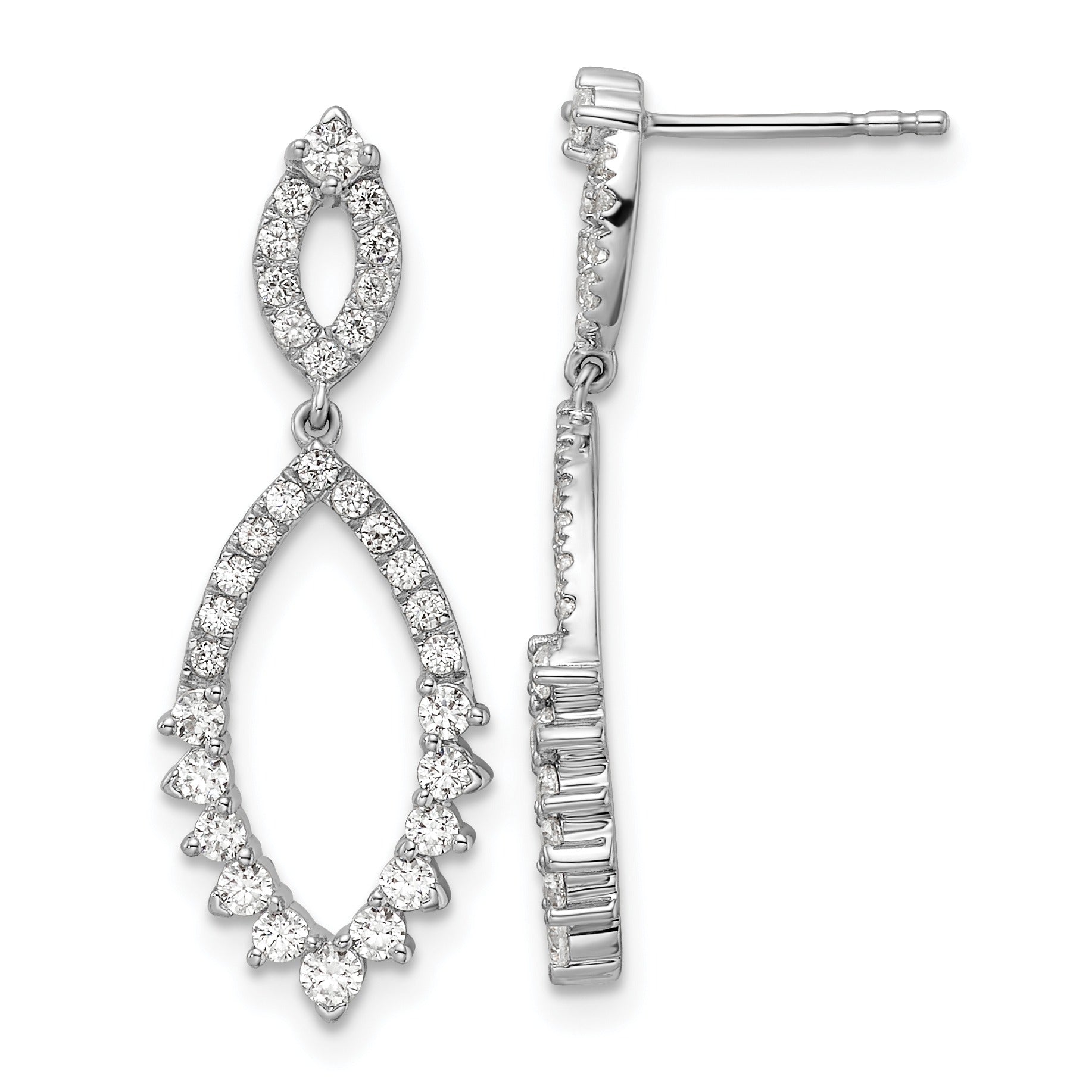 14k White Gold Lab Diamond Fashion Dangle Post Earrings