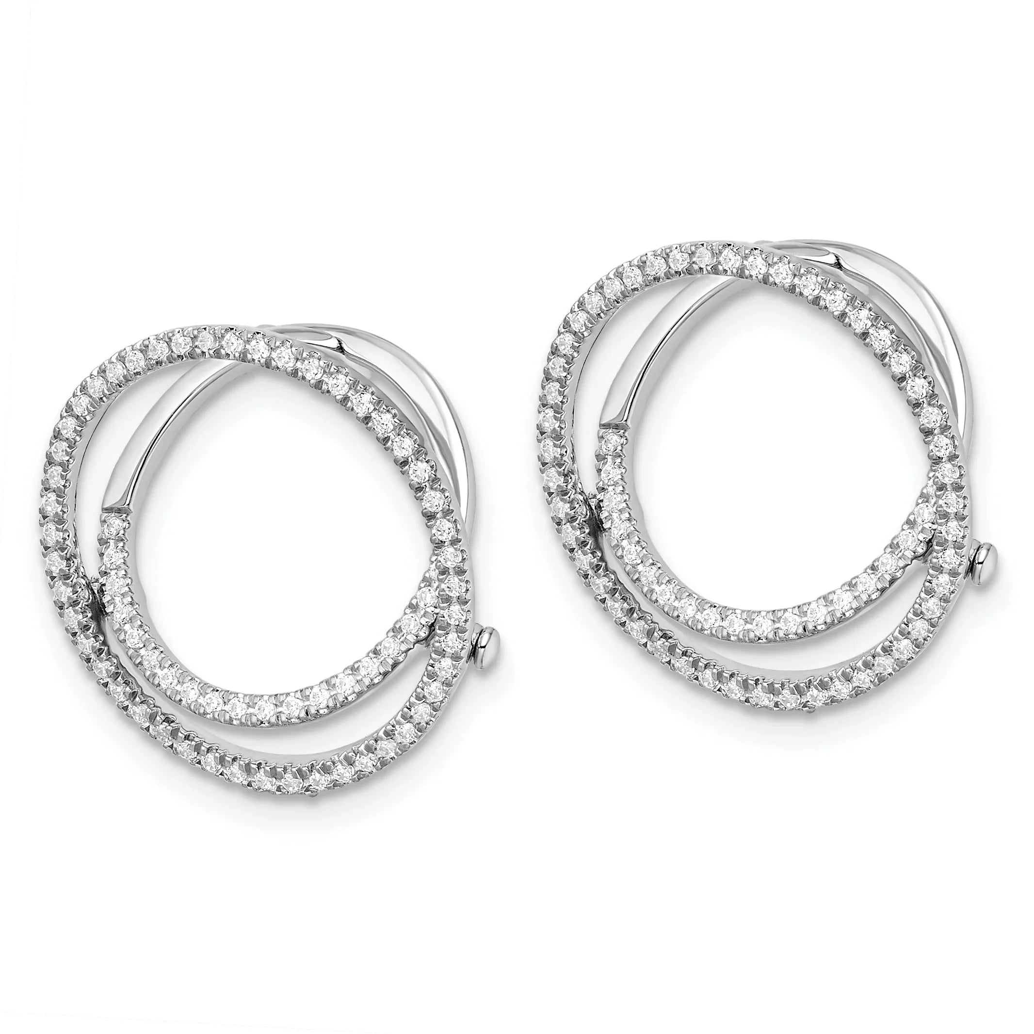 14K White Gold Lab Grown Diamond Circle Fashion Hinged Earrings - Fine Diamond