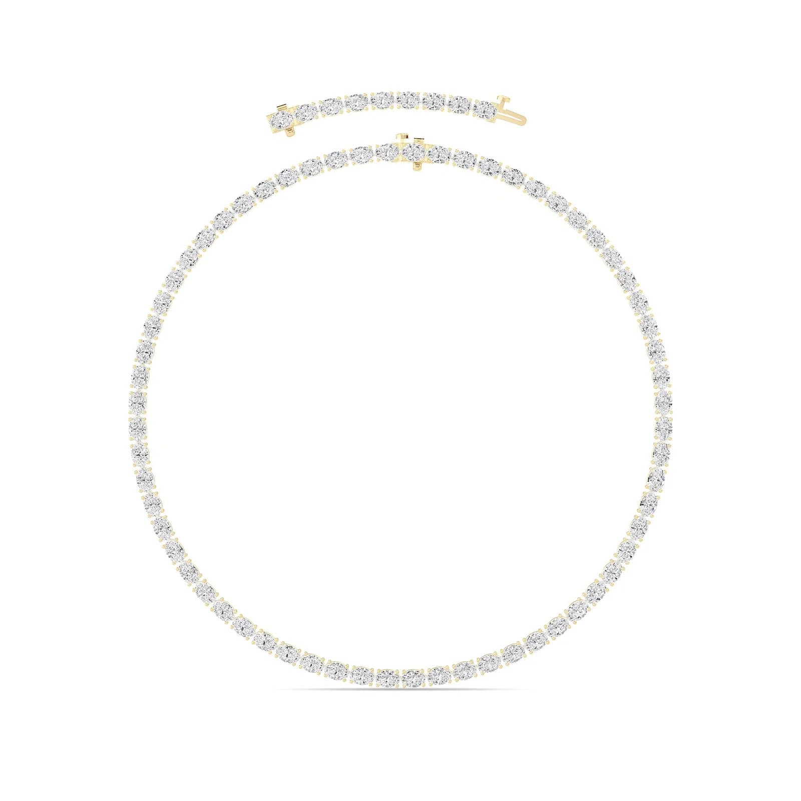 Oval (F/VS) Lab Grown Diamond Prong 14K Yellow Gold Classic Eternity Tennis Necklace