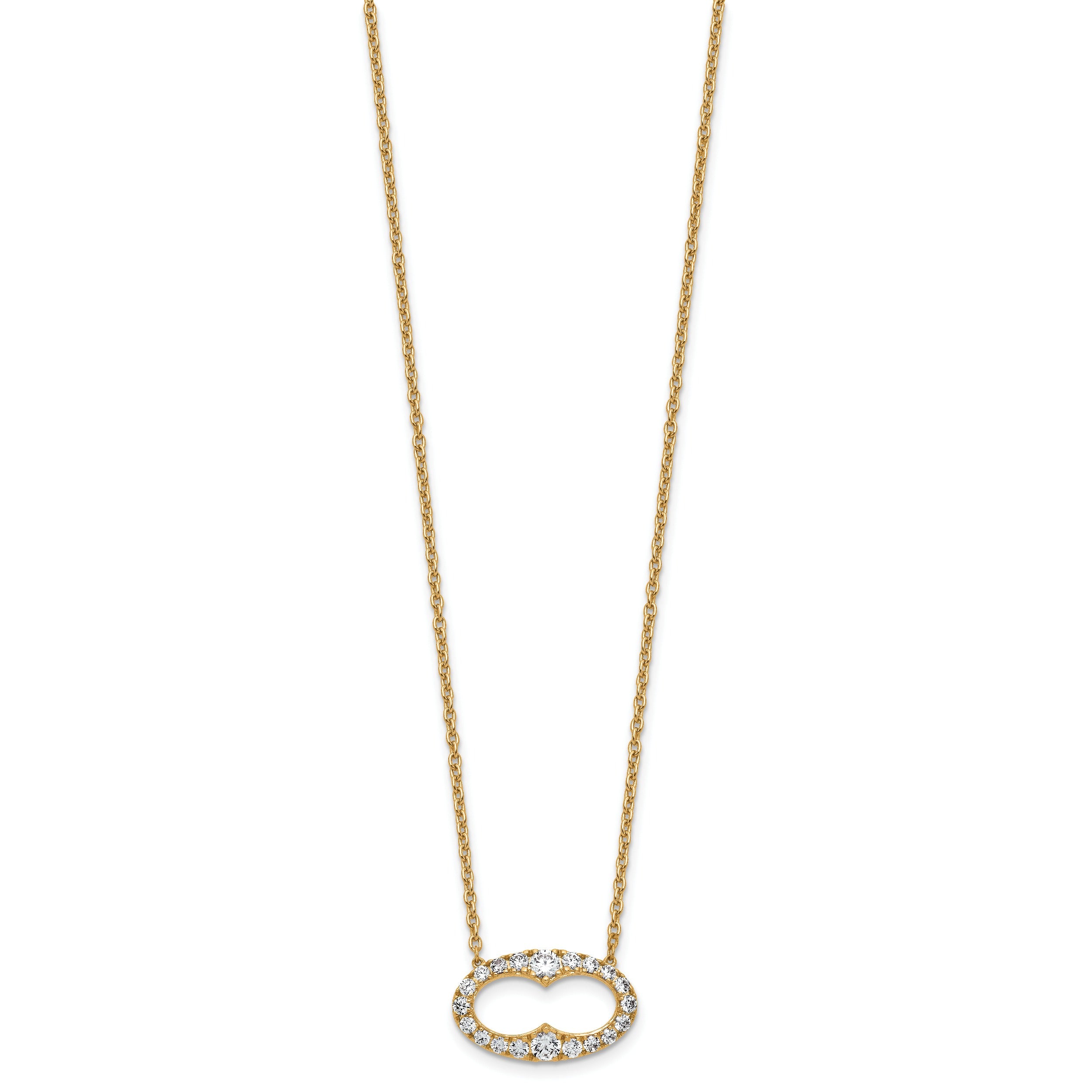 14k Lab Grown Diamond Fancy Oval Bar Necklace