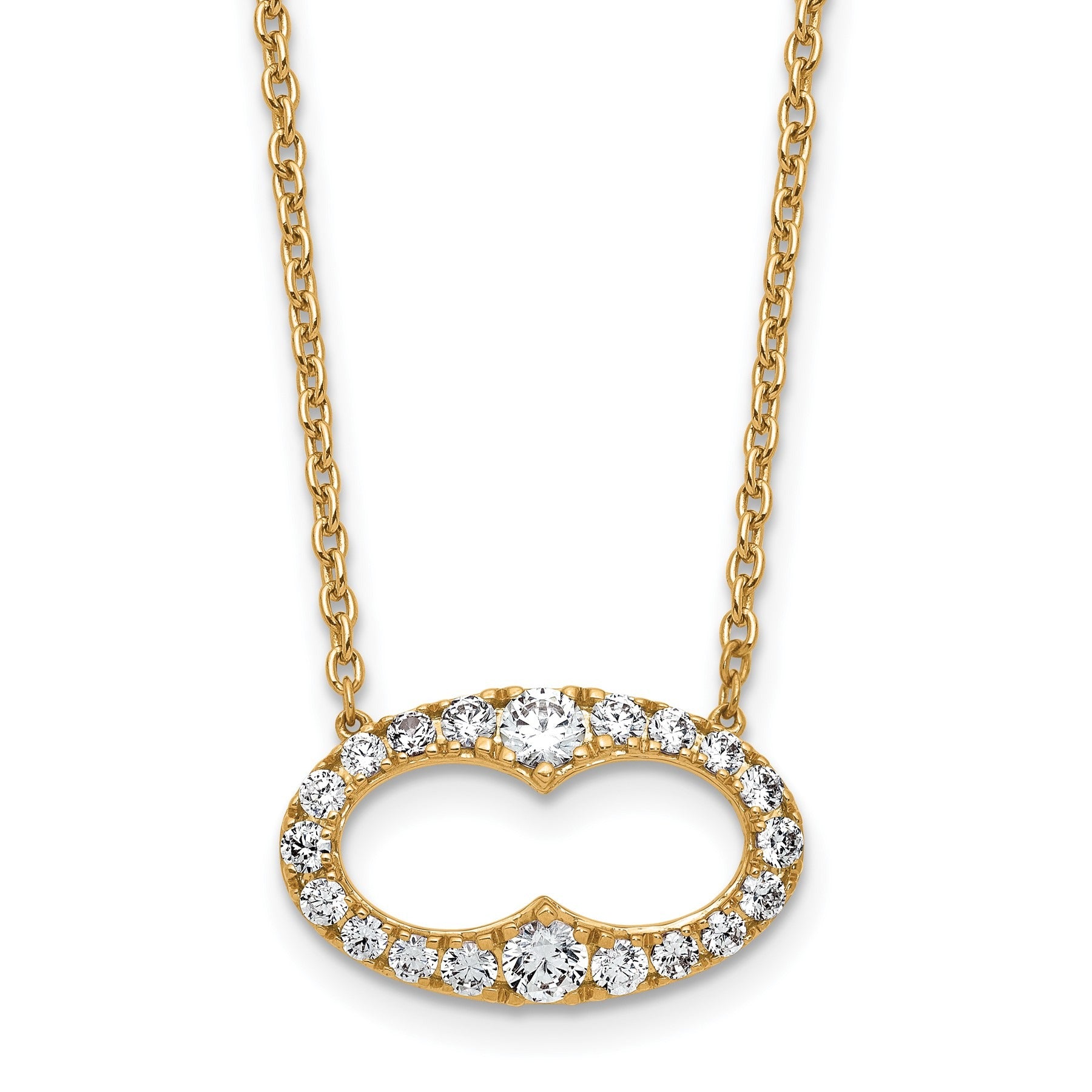 14k Lab Grown Diamond Fancy Oval Bar Necklace