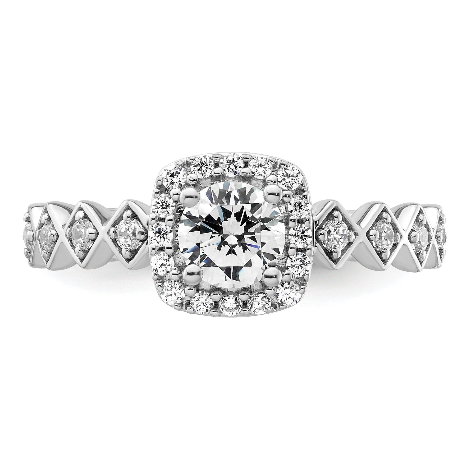 14k White Gold Lab Grown Diamond Halo Engagement Ring