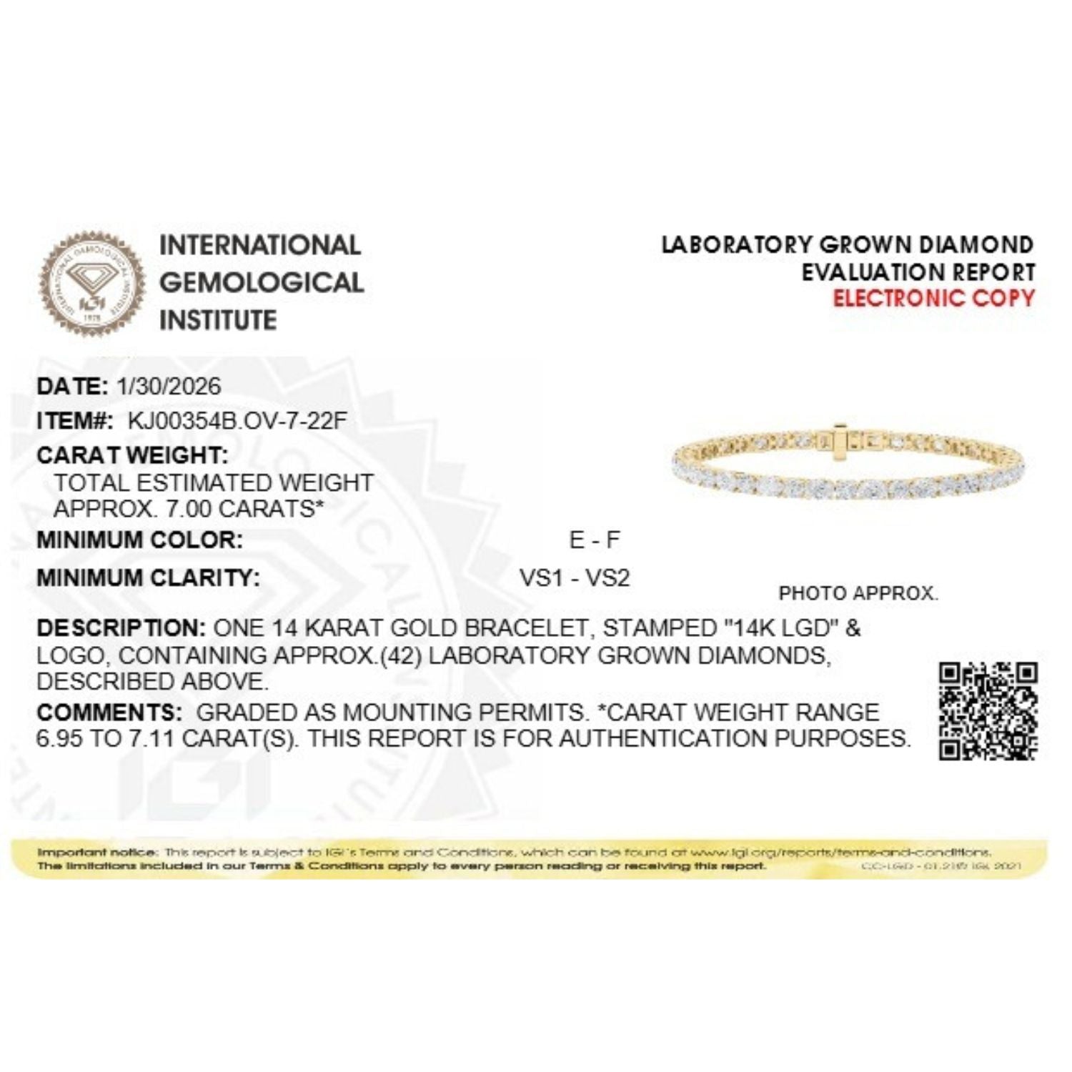 7Cttw Oval Shaped Lab Grown Diamond (F/VS) East West Bracelet in 14K Gold